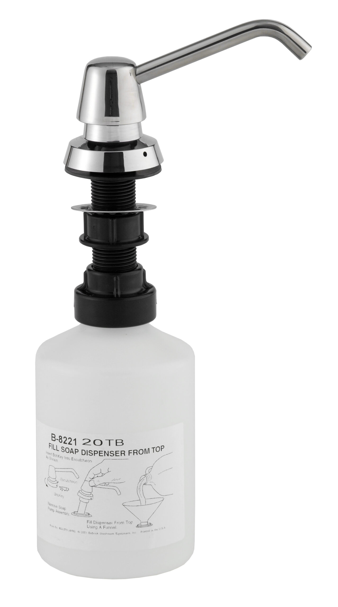 Bobrick B-8221 Lavatory-Mounted 20-fl Oz Soap Dispenser – 4″ Spout