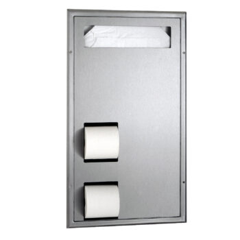 Bobrick B-3471 ClassicSeries® Partition Mounted Seat Cover Dispenser and Toilet Tissue Dispenser