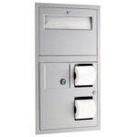 Bobrick B-3574 ClassicSeries® Recessed Sanitary Napkin Disposal, Seat Cover and Toilet Tissue Dispenser