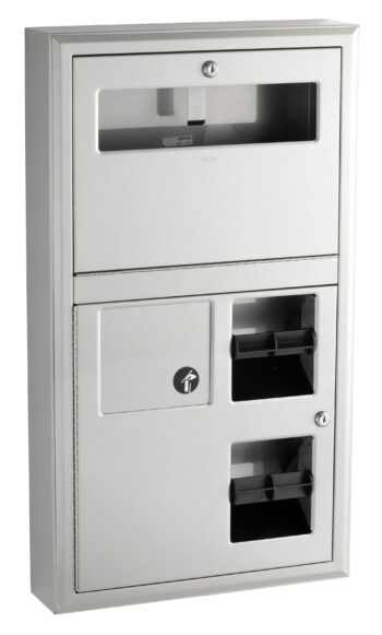 Bobrick B-3579 ClassicSeries® Surface Mounted Sanitary Napkin Disposal, Seat Cover and Toilet Tissue Dispenser
