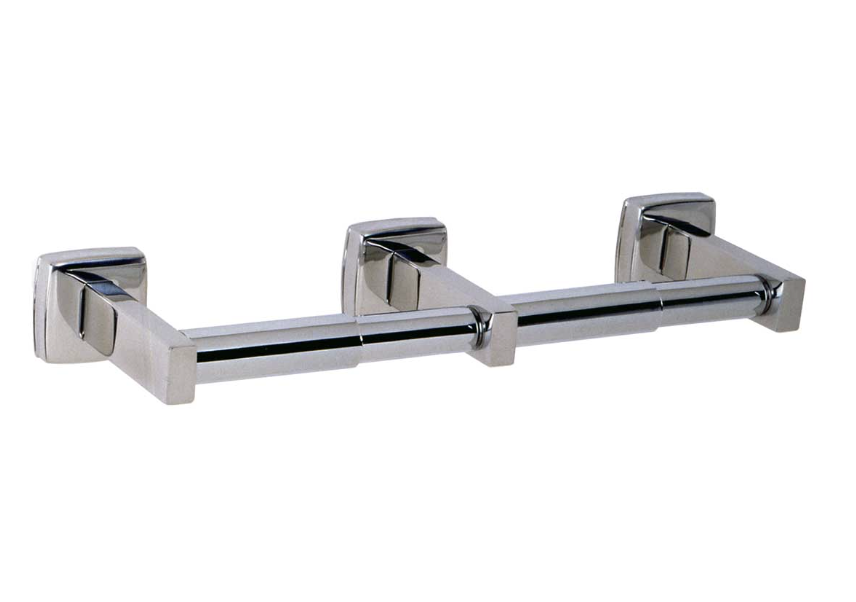 Bobrick 265 Double Roll Toilet Paper Holder - Chrome, Vandal-Resistant, Wall-Mounted For Commercial Use