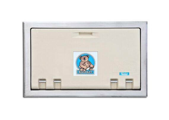 Koala Kare KB100-00ST Horizontal Recess Mounted Baby Changing Station w/ Stainless Steel Flange - Cream