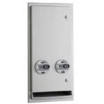 Bobrick B-3706T Recessed or Semi-Recessed Napkin/Tampon Vendor, Token Operation