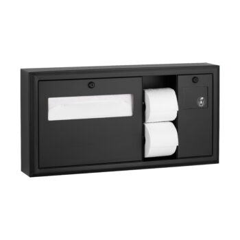 Bobrick B-30929.MBLK ClassicSeries®  Surface-Mounted Toilet Tissue, Seat-Cover Dispenser and Waste Disposal, Matte Black