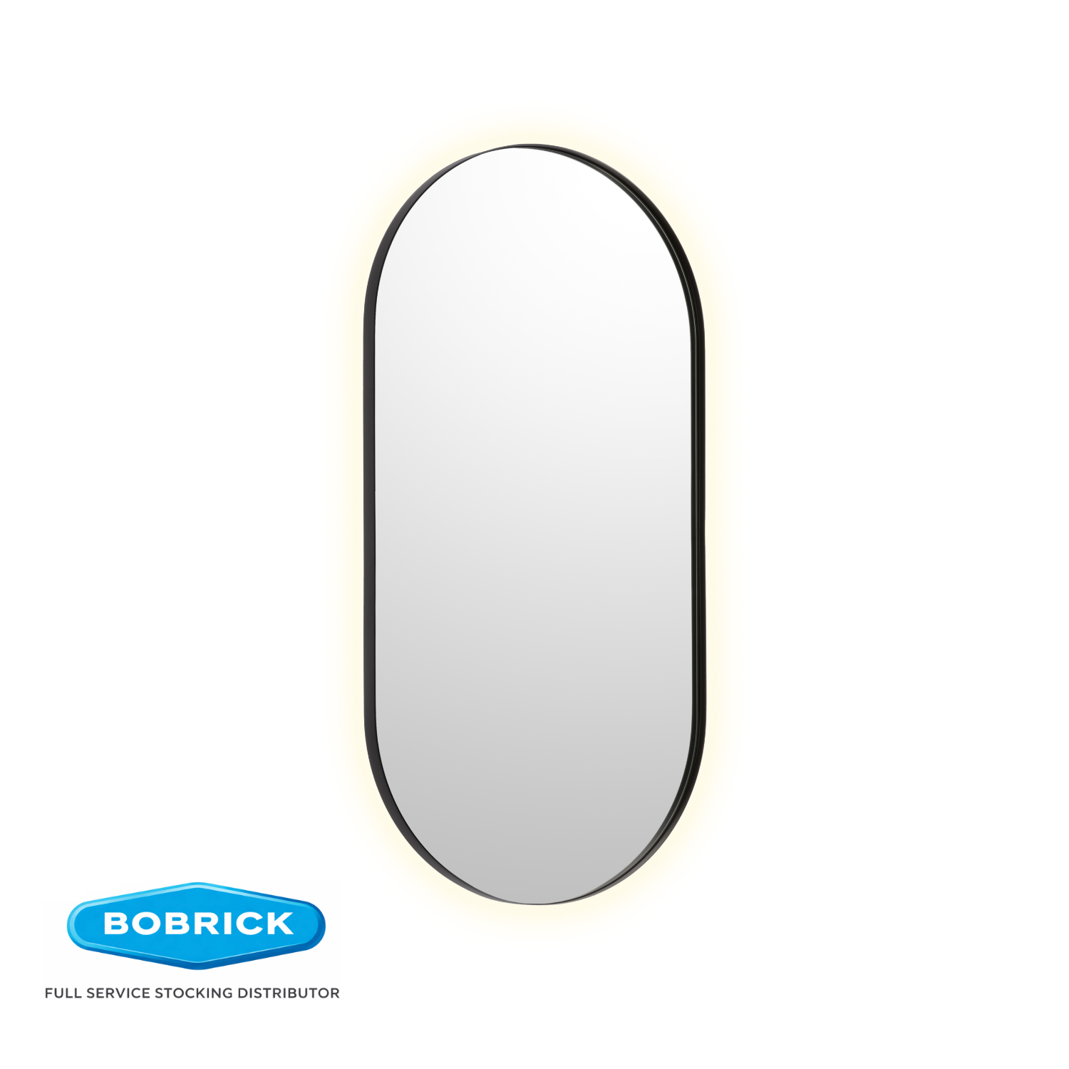 Bobrick B-104 2448.MBLK Pill Shaped Backlit LED Mirror, Matte Black
