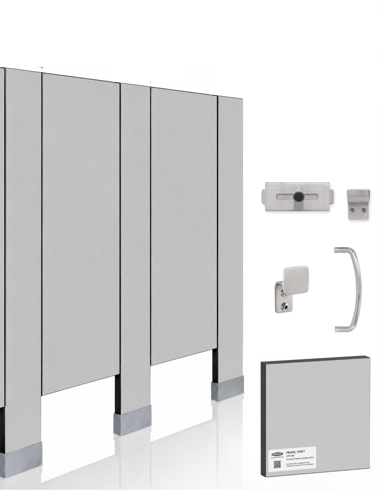 Bobrick 1080 DuraLineSeries 1081.67DS Floor-Anchored Toilet Partitions with Heavy Duty Hardware and Door Stop